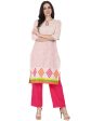 NOZ2TOZ Off White Printed 3 4Th Sleeve Cotton Kurta With Pink Palazzo Supply