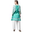 NOZ2TOZ Blue Printed Flared Sleeve Cotton A-Line Kurta Online