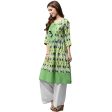 NOZ2TOZ Green Printed 3 4Th Sleeve Anarkali Kurta With Dori Work At Yoke For Cheap