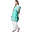 NOZ2TOZ Blue Printed Flared Sleeve Cotton A-Line Kurta Online