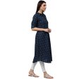 NOZ2TOZ Blue Printed 3 4Th Sleeve Cotton A-Line Kurta Cheap