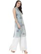 NOZ2TOZ Blue Printed Sleeveless Cotton A-Line Kurta Online Hot Sale