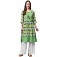 NOZ2TOZ Green Printed 3 4Th Sleeve Anarkali Kurta With Dori Work At Yoke For Cheap