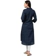 NOZ2TOZ Blue Printed 3 4Th Sleeve Cotton A-Line Kurta Cheap