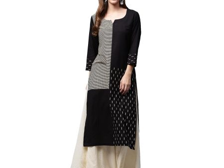 NOZ2TOZ Black Printed 3 4Th Sleeve Cotton Kurta Supply