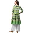 NOZ2TOZ Green Printed 3 4Th Sleeve Anarkali Kurta With Dori Work At Yoke For Cheap