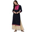 NOZ2TOZ Blue 3 4Th Sleeve Cotton Slub Kurta With Printed Yoke Sale