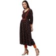 NOZ2TOZ Coffee Brown Printed 3 4Th Sleeve Rayon Anarkali Kurta For Discount