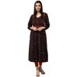 NOZ2TOZ Coffee Brown Printed 3 4Th Sleeve Rayon Anarkali Kurta For Discount