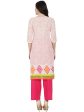 NOZ2TOZ Off White Printed 3 4Th Sleeve Cotton Kurta With Pink Palazzo Supply