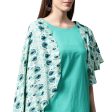 NOZ2TOZ Blue Printed Flared Sleeve Cotton A-Line Kurta Online