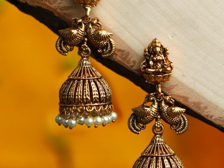 Priyaasi Women Traditional Gold Plated Peacock Jhumkas For Sale