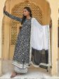 Janasya Women s Black Cotton Floral Print Kurta With Palazzo And Dupatta Online now