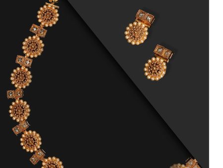 Priyaasi Women Stones Beads Gold Plated Floral Jewellery Set Online Sale