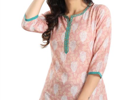 Snehal Creations Pretty Pastel Peach Rayon Short Kurti Tunic Top Online Sale