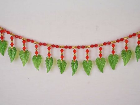 Kundan HandiKrafts Green Leaf Red Beats Thoranna Online Sale