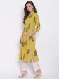 Wahe-NOOR Women s Lemon Yellow Straight Cotton Kurta Online Hot Sale