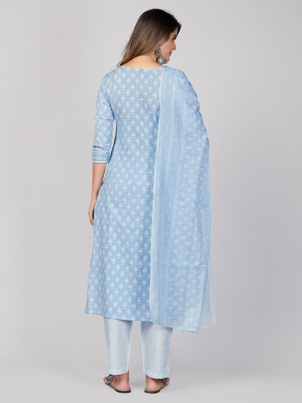 NOZ2TOZ Women s Sky Blue Kurta-Pant With Dupatta set- (3pcs set) Discount