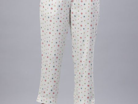 Juniper Coral Cotton Flex Printed Straight Pants For Sale