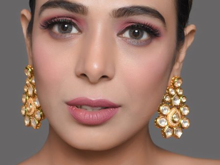 Peryl Women s Classic Gold Tone Kundan Inspired Earrings Online