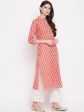 NOZ2TOZ Women s Printed, Lace Work Straight Cotton Light Orange Kurti Online Hot Sale