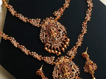 Priyaasi Women Traditional Gold Plated Real Kemp Goddess Laxmi Jewelley Set on Sale