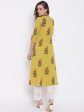 Wahe-NOOR Women s Lemon Yellow Straight Cotton Kurta Online Hot Sale