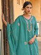 Janasya Women s Green Poly Silk Floral Embroidered Kurta With Pant And Dupatta on Sale