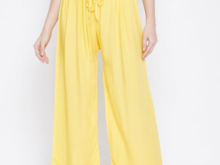 Wahe-NOOR Women s Lemon Solid Rayon Palazzo For Cheap