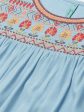 Janasya Women s Light Blue Rayon Slub Embroidered Regular Tunic Discount