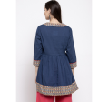 Wahe-NOOR Women s Navy Blue Solid Flared Tunic Fashion