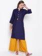 NOZ2TOZ Women s Solid Straight Rayon Blue Kurti Supply