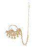 Priyaasi Designer Gold Plated NoseRing Nath With Pearl Chain For Women And Girls Fashion