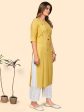 NOZ2TOZ Women s Sequence & Hand Work Straight Viscose Yellow Stitched Kurta Online now