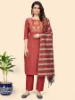 NOZ2TOZ Women s Print & Embroidered Straight Cotton Coral Stitched Kurta Pant With Dupatta Fashion