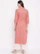 NOZ2TOZ Women s Printed, Lace Work Straight Cotton Light Orange Kurti Online Hot Sale