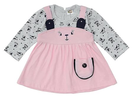 NammaBaby Baby Girl s A-Line Mini Frock Dress - Pink Grey Supply