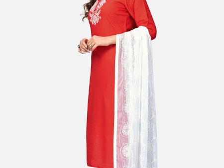 NOZ2TOZ Women s Red Kurta & Pant With Dupatta Set- (3pcs Set) Fashion