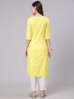 NOZ2TOZ Women Yellow Printed Straight Kurta With Solid White Palazzo Hot on Sale