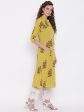 Wahe-NOOR Women s Lemon Yellow Straight Cotton Kurta Online Hot Sale