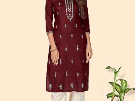 NOZ2TOZ Women s Purple Embroidered Kurta- (1pc Set) Fashion