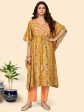 NOZ2TOZ Women Yellow Rayon Kaftan Kurta With Pant (2pcs Set) Fashion