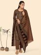 NOZ2TOZ Women s Sequience Straight Cotton Brown Stitched Kurta Pant With Dupatta Fashion