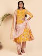 NOZ2TOZ Women Yellow Floral Printed Anarkali Kurta With Pants & Dupatta (3 Pc Set) Cheap