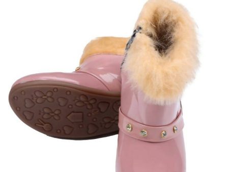 Tiny Bugs Girls Faux Fur Detail Winter Boots - Peach Cheap