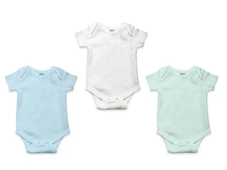 AHC Soft Cotton Short-Sleeve Bodysuits Solid Onesies New Born Infant Dress - Blue Grey Green For Cheap