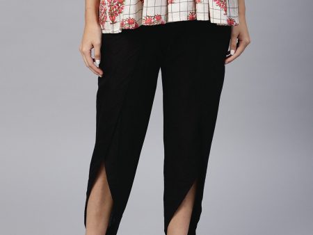 NOZ2TOZ Black Ankle Length Cotton Tulip Pant Online now