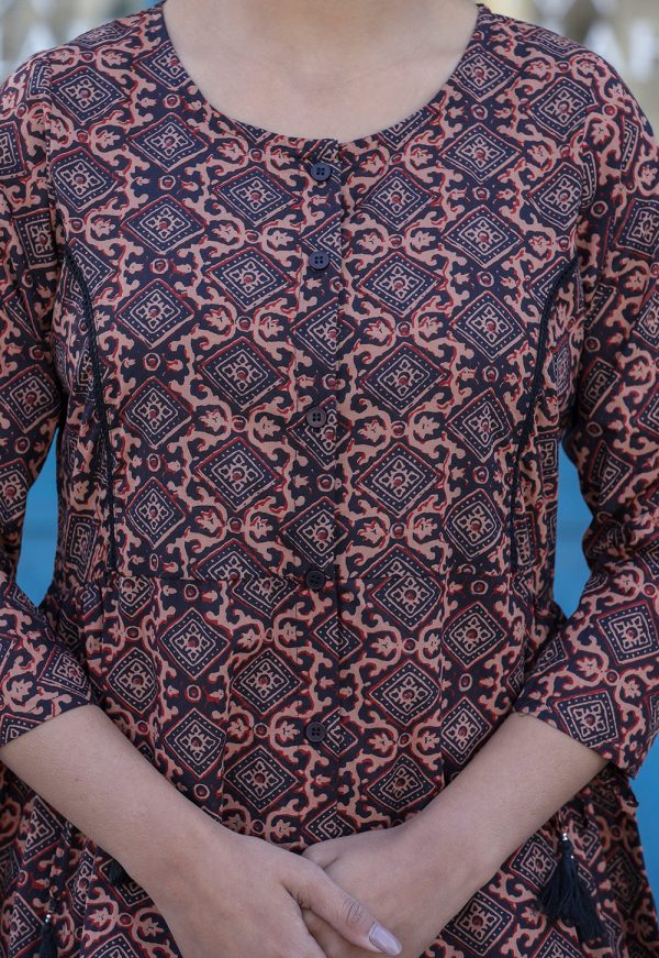 Kaajh Coffee Brown Cotton Shirt Style Tunic Online now