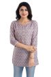 Snehal Creations Dusty Pink Rayon Short Kurti Tunic Top Discount