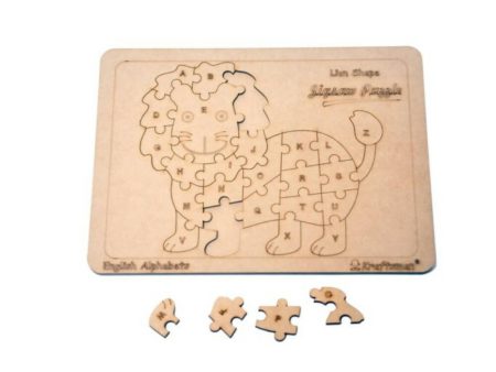 Kraftsman English Alphabets Wooden Jigsaw Puzzles Lion Shape Puzzle | Color Kit Included Online Hot Sale